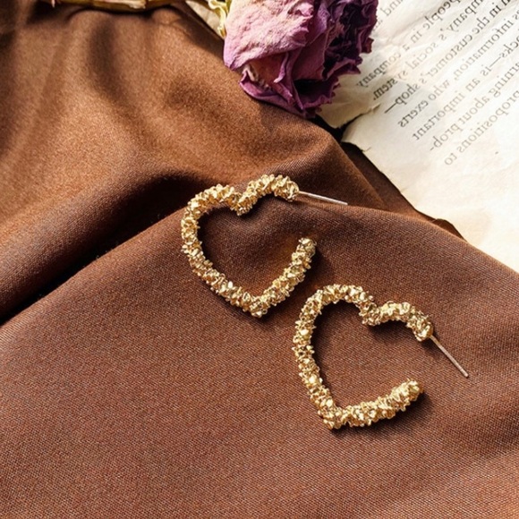 Gold Plated Heart Hoop Earrings ❤️ - Picture 5 of 6